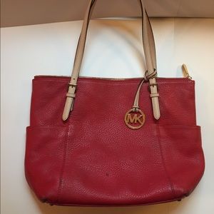 Michael Kors Red leather zip top tote